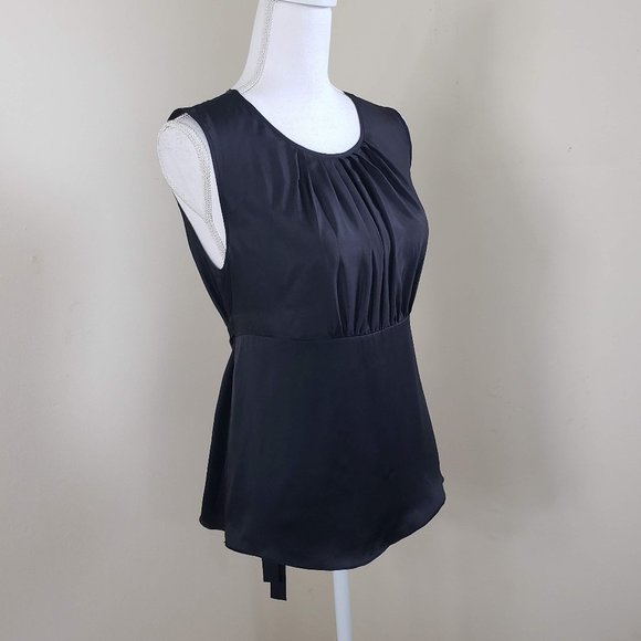 Tree Sash Tie Sleeveless Silk Blouse Black Size XS - Picture 3 of 9